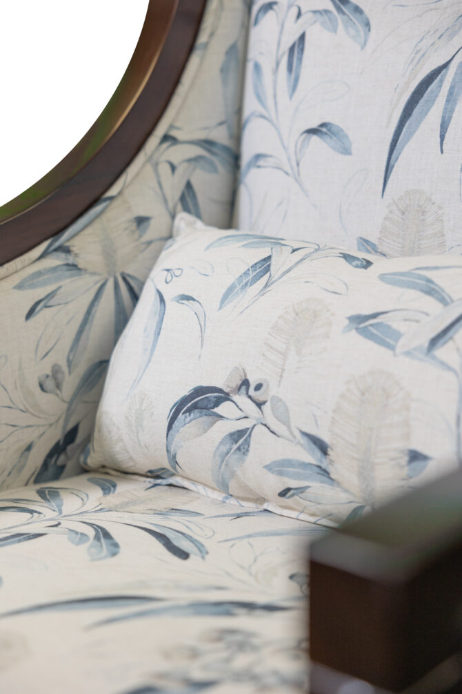 Wooden Armchair with Botanical Print