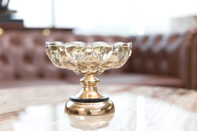 Glass Bowl with Gold Base